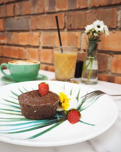 View of ice cream in plate on table