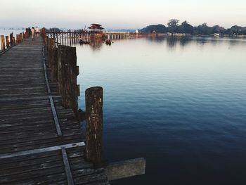 Wooden pier in sea