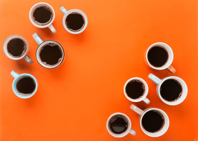 Directly above shot of coffee cup on table