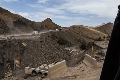 View of construction site against blue sky