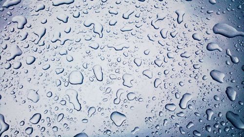 Full frame shot of water drops on rainy day