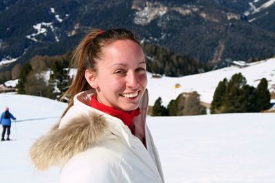 Portrait of woman in warm clothing