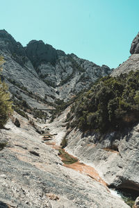 Scenic view of mountains against clear sky