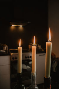 Close-up of burning candles