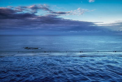 Infinity pool in a hotel located in gyeongpo beach looking over at the ocean. gangneung, south korea