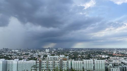 High angle view of cityscape against sky