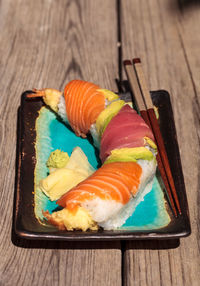 Close-up of sushi on table