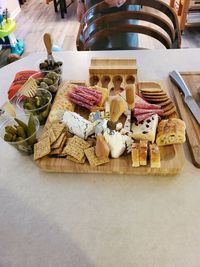 High angle view of food on table