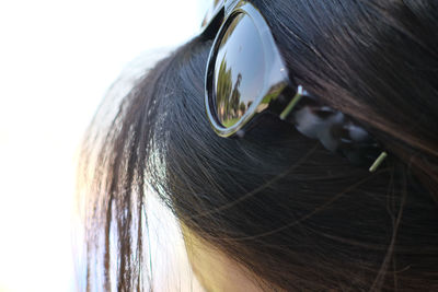 Close-up of woman wearing sunglasses