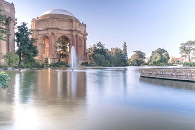 Reflection of building in water
