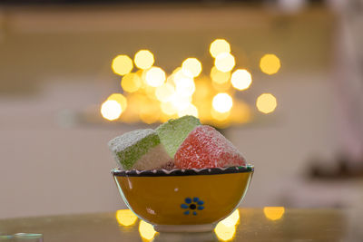 Close-up of food in bowl on table