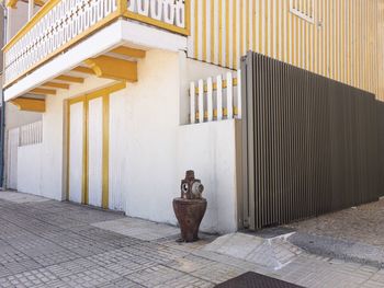 Building in portuguese coastal town and fire hydrant 