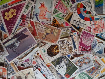 Full frame shot of postage stamps