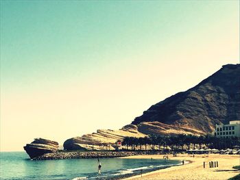 Scenic view of sea against clear sky