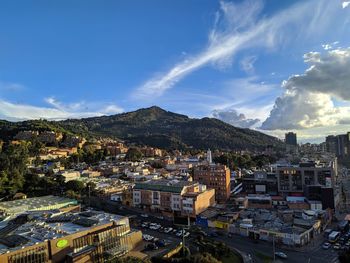 High angle view of townscape against sky