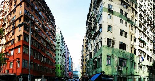 Low angle view of residential buildings against sky