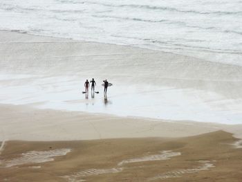 High angle view of people at beach