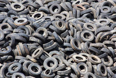 Full frame shot of abandoned tires