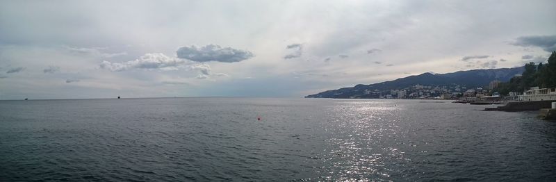 Scenic view of sea against cloudy sky