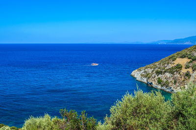 Scenic view of sea against clear sky