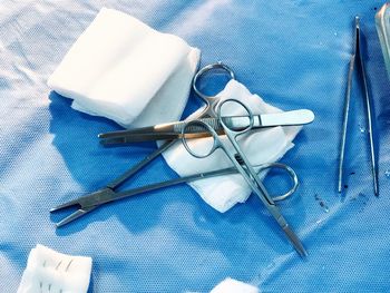 High angle view of eyeglasses on white table