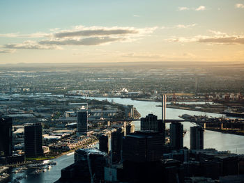 High angle view of cityscape against sky