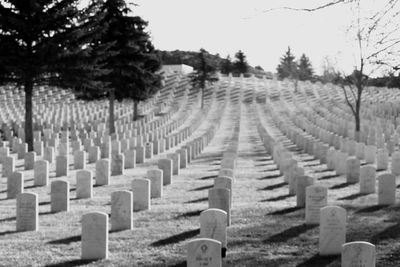 Panoramic view of cemetery against sky