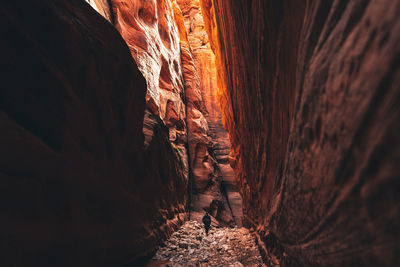 Man walking in cave