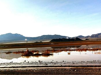 Scenic view of mountains against clear sky