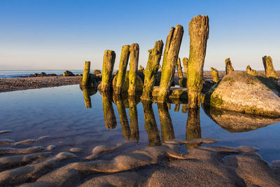 Scenic view of sea against clear sky