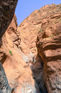 Low angle view of rock formations