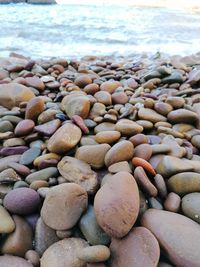 Close-up of pebbles on beach