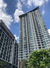 Low angle view of modern building against sky