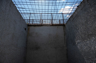 Low angle view of skylight in building