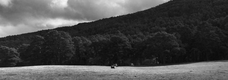 Man standing on mountain against sky