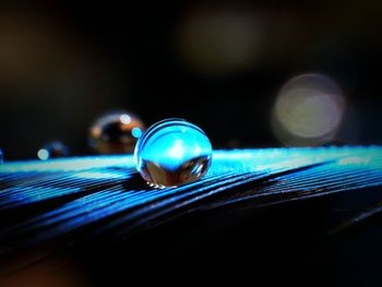 Close-up of blue ball on table