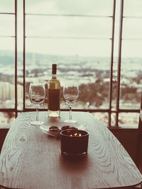 Close-up of wine glass on table