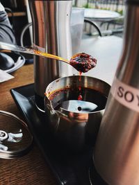 Close-up of coffee on table