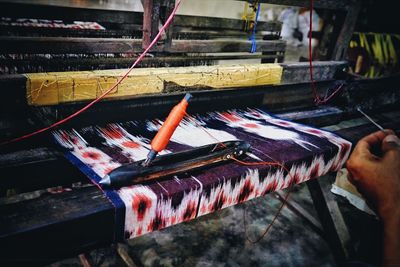 Close-up of hands working