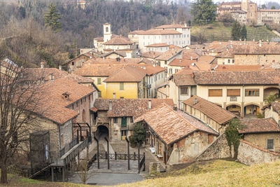 Aerial view of castiglione olona and its beautiful collegiate church