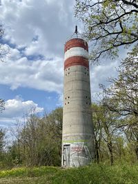 Low angle view of lighthouse against sky