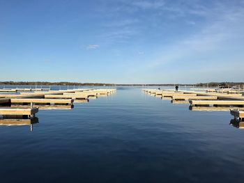 Reflection of blue sky on water