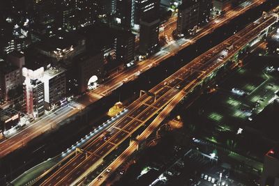 Illuminated cityscape at night