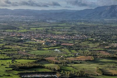 High angle view of agricultural field