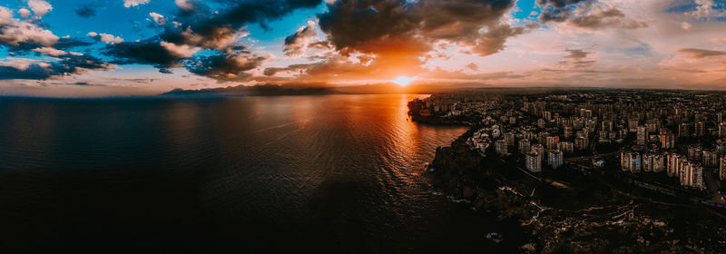 Scenic view of sea during sunset