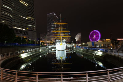 Illuminated city at night