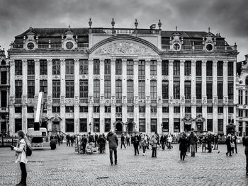 Group of people in front of building