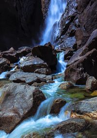 Scenic view of waterfall in forest