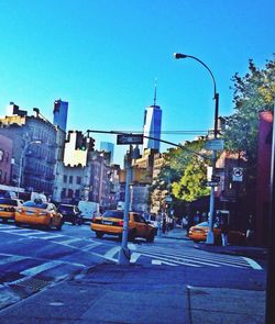 City street against blue sky