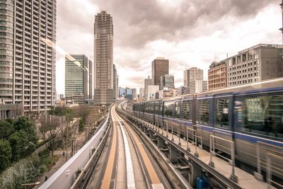 Railroad tracks in city